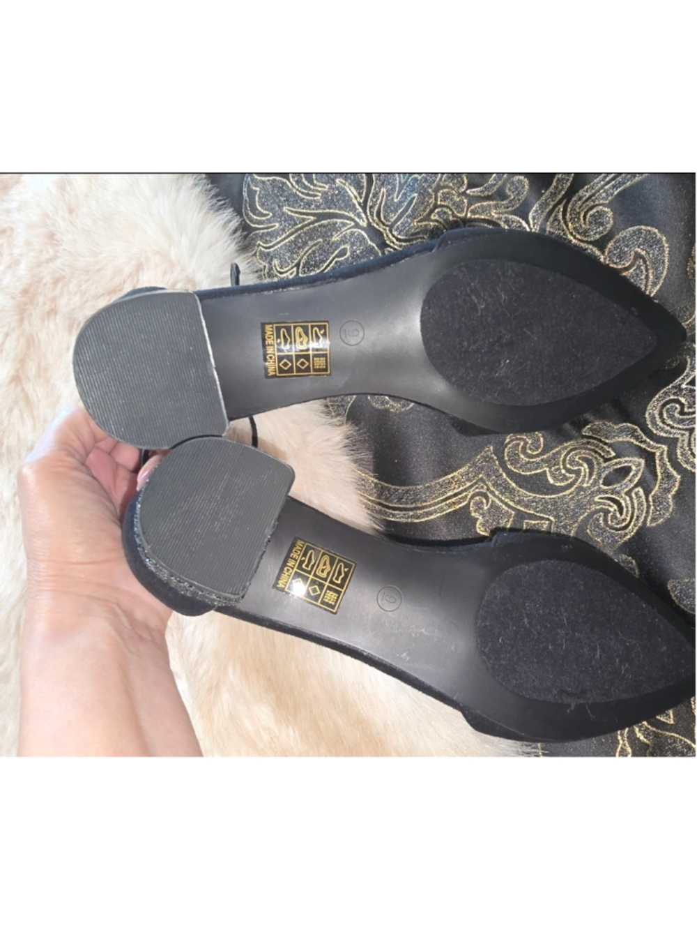 JG Black Velour Glitter Heel shoe size 9 NEW - Picture 3 of 7